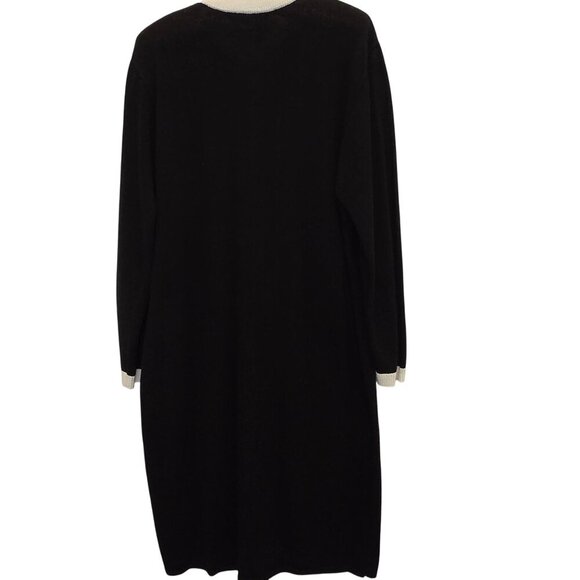 Laura By Alyzia Petites Black & Cream Button-Front Cardigan Dress With Pockets - Picture 2 of 11